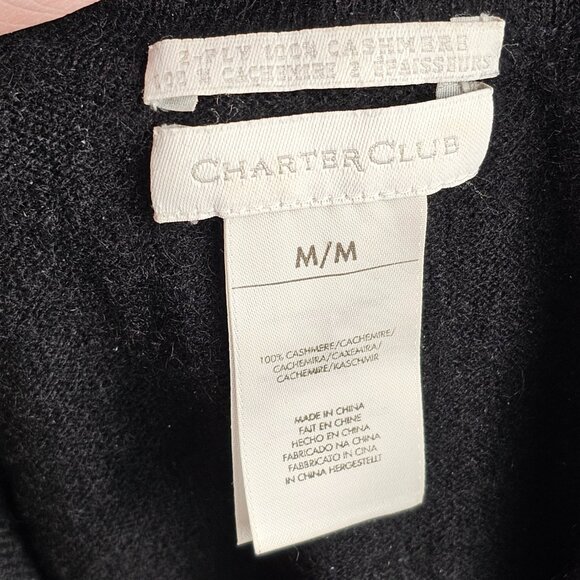 Charter Club Black Collared 100% 2-Ply Cashmere Sweater Sz M - Picture 5 of 7
